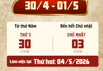 THÔNG BÁO NGHỈ LỄ 30/4 - 01/5